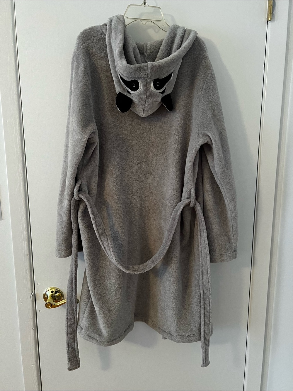 H&M Plush Gray Hooded Panda Robe Size S
